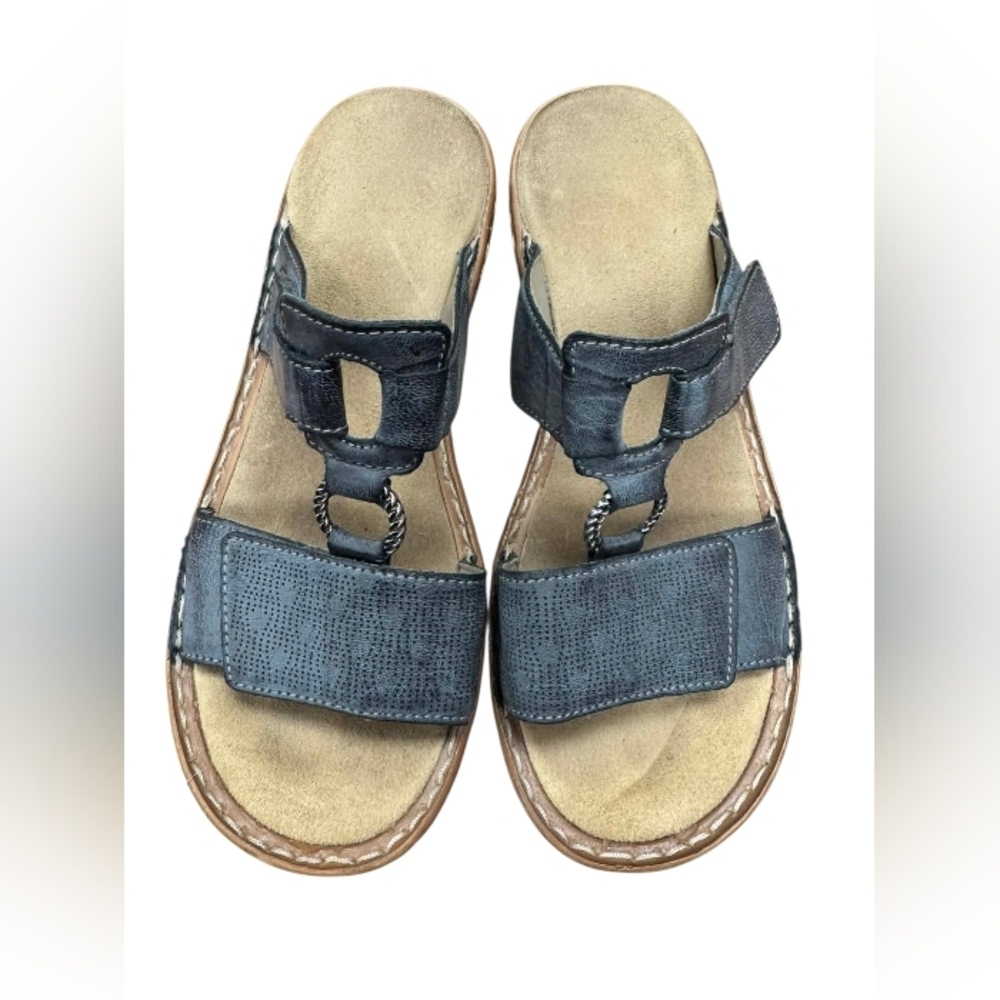 Rieker Strappy Velcro Sandals Tan Gray Size 37 EUC - Picture 2 of 9